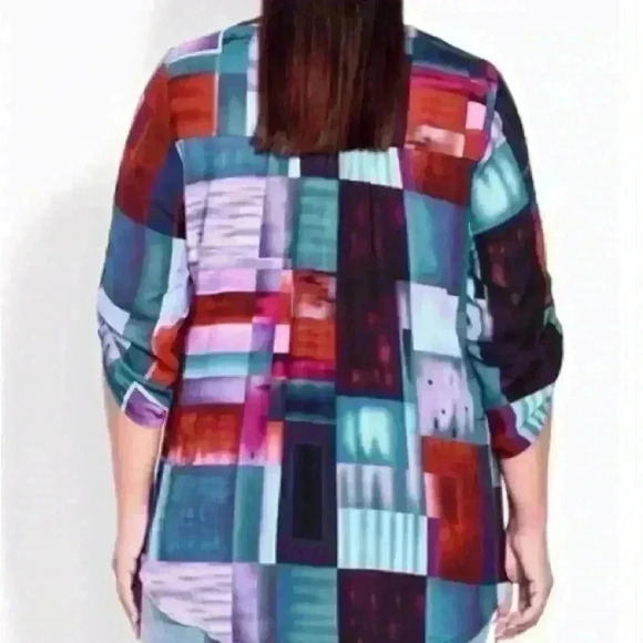 New AVENUE Eastbrook Print Blouse Top - purple plus 14 - Picture 2 of 6